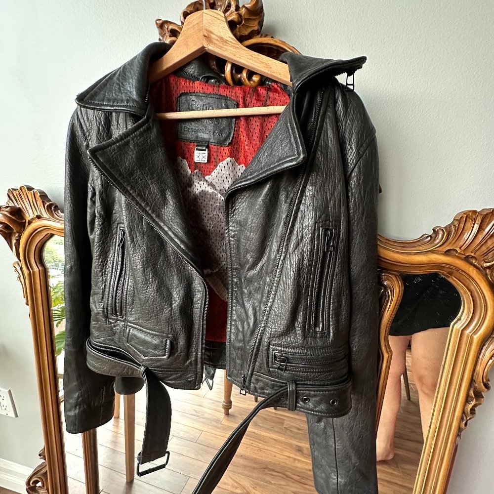 Cropped Motorcycle Black Leather Jacket